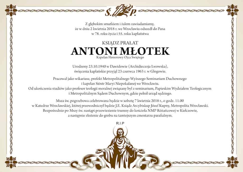Zmarł ks. Antoni Młotek (archidiecezja wrocławska)