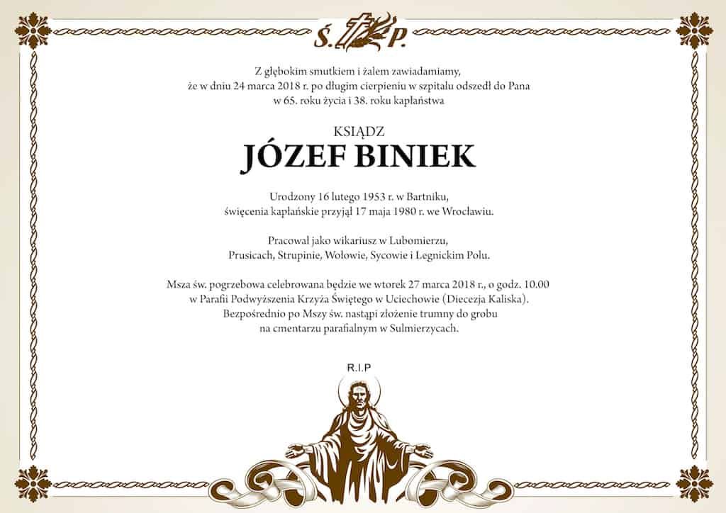 Zmarł ks. Józef Biniek (archidiecezja wrocławska)