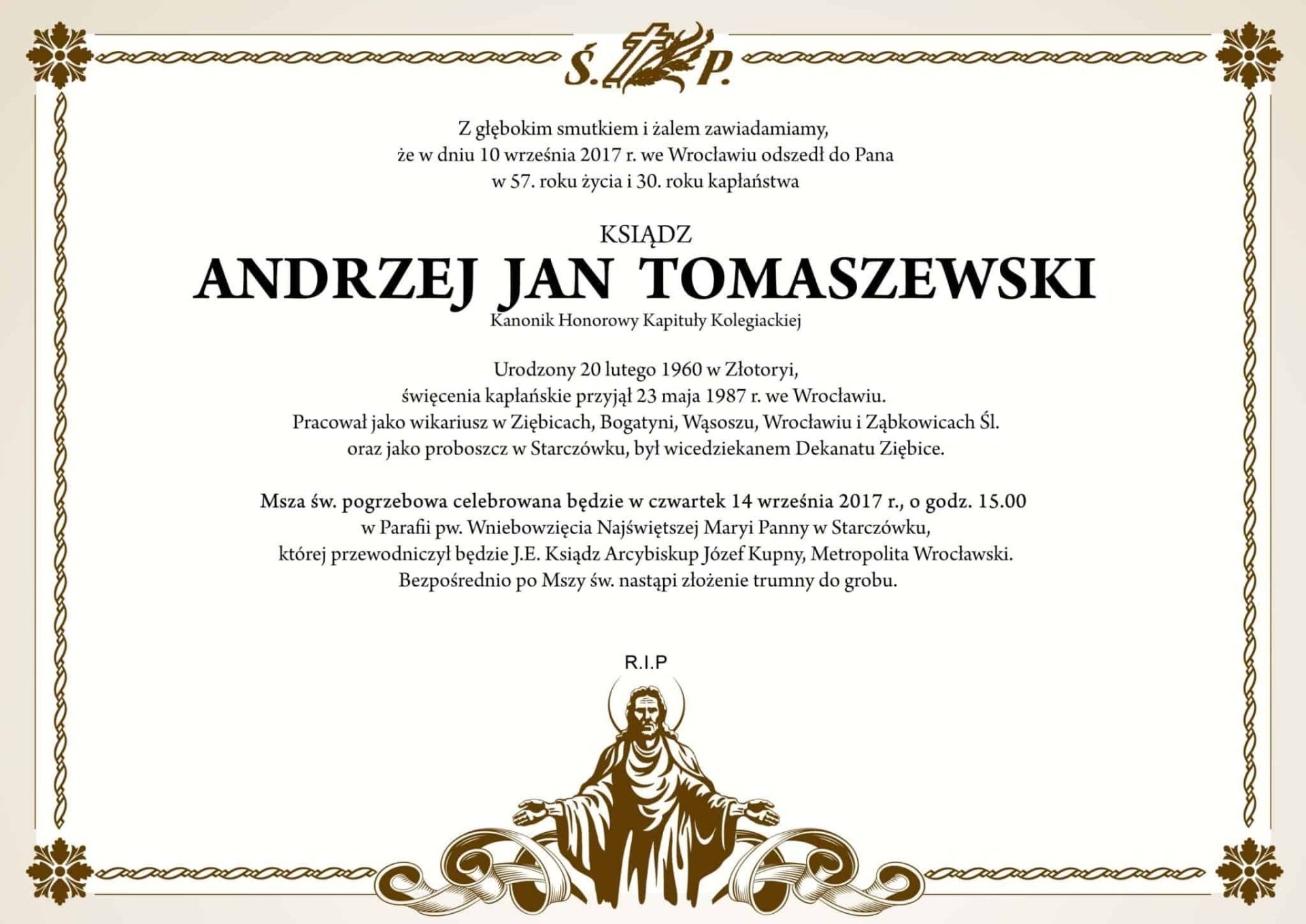 Zmarł ks. Andrzej Jan Tomaszewski (archidiecezja wrocławska)